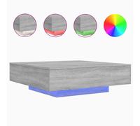 vidaXL Coffee Table with LED Lights Grey Sonoma 100x100x31 cm, Grey