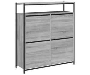 (grey sonoma, 100 x 34 x 112 cm) vidaXL Shoe Cabinet with 4 Flip-Drawers Shoe Storage Shelf Rack Grey Sonoma