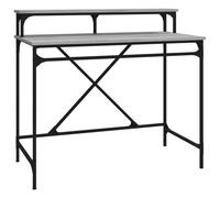 Desk Computer Table Office Work Desk Black Engineered Wood and Iron vidaXL