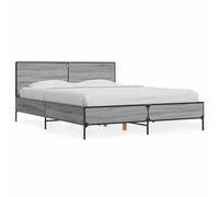 (grey sonoma, 120 x 200 cm) vidaXL Bed Frame Home Bed Base Smoked Oak 140x190 cm Engineered Wood and Metal