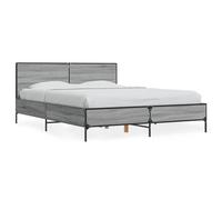 (grey sonoma, 135 x 190 cm) vidaXL Bed Frame Home Bed Base Smoked Oak 140x190 cm Engineered Wood and Metal