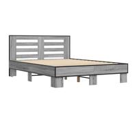 (grey sonoma, 135 x 190 cm) vidaXL Bed Frame Home Bed Base Sonoma Oak 90x200 cm Engineered Wood and Metal
