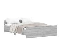 (grey sonoma, 135 x 190 cm) vidaXL Bed Frame with Headboard and Footboard Mattress Foundation Bed Base