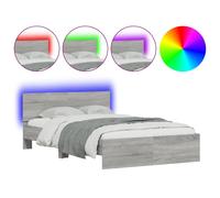 (grey sonoma, 135 x 190 cm) vidaXL Bed Frame with Headboard and LED Bed Base Mattress Foundation Bedstead