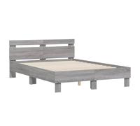 (grey sonoma, 135 x 190 cm) vidaXL Bed Frame with Headboard Bed Base Mattress Foundation Engineered Wood