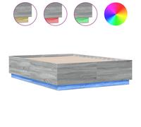 (grey sonoma, 135 x 190 cm) vidaXL Bed Frame with LED Lights Bed Base Mattress Foundation Engineered Wood
