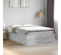 Bed Frame Home Base Bedstead Grey Sonoma 140x200 cm Engineered Wood vidaXL