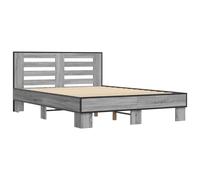 (grey sonoma, 140 x 200 cm) vidaXL Bed Frame Home Bed Base Sonoma Oak 90x200 cm Engineered Wood and Metal
