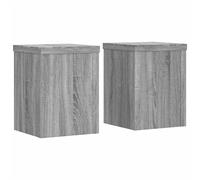 vidaXL Plant Stands - Grey Sonoma Engineered Wood - Set of 2 Decorative Flowerpot Holders 15x15x20 cm - Indoor/Outdoor Use - Sturdy and Durable