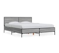 (grey sonoma, 150 x 200 cm) vidaXL Bed Frame Home Bed Base Smoked Oak 140x190 cm Engineered Wood and Metal