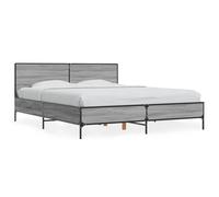 (grey sonoma, 160 x 200 cm) vidaXL Bed Frame Home Bed Base Smoked Oak 140x190 cm Engineered Wood and Metal