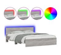 vidaXL Bed Frame with LED without Mattress Grey Sonoma 160x200 cm, Grey