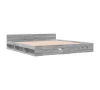 (grey sonoma, 180 x 200 cm) vidaXL Bed Frame with Drawers Bed Base Smoked Oak 200x200 cm Engineered Wood