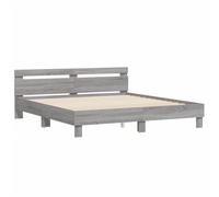(grey sonoma, 180 x 200 cm) vidaXL Bed Frame with Headboard Bed Base Mattress Foundation Engineered Wood