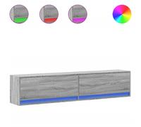 180cm Wall Mounted Media TV Unit Cabinet Floating TV Stand with RGB LED Lights