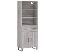 (grey sonoma, 2 doors 2 drawers) vidaXL Highboard Sideboard Storage Cabinet High Gloss White Engineered Wood