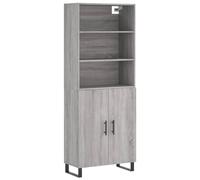 (grey sonoma, 2 doors) vidaXL Highboard Sideboard Storage Cabinet High Gloss White Engineered Wood