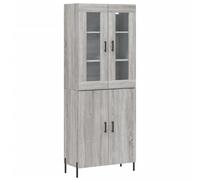 Grey Sonoma Highboard Cabinet 69.5x34x180cm Engineered Wood, Metal & Glass Tall