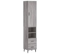 Grey Sonoma Highboard Cabinet 34.5x34x180cm Engineered Wood & Metal 2 Drw 2 Shlv