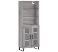 (grey sonoma, 2 glass doors) vidaXL Highboard Sideboard Storage Cabinet High Gloss White Engineered Wood