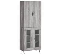 vidaXL 4 Door Grey Sonoma Highboard - Size: 180 x 69.5 x 34cm - Wilko