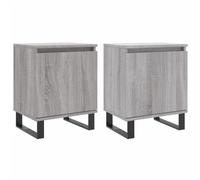 Bedside Cabinet 2pcs Grey Sonoma Engineered Wood Iron 40x30x50cm Nightstand Slim