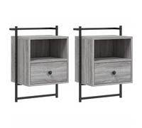 (grey sonoma, 2 pcs) vidaXL Bedside Cabinet Wall-mounted Nightstand Sonoma Oak Engineered Wood