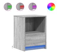 (grey sonoma, 2 pcs) vidaXL Bedside Cabinet with LED Lights Bed Table Engineered Wood