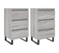 (grey sonoma, 2 pcs) vidaXL Bedside Cabinets Bedside Table Nightstand 2 pcs Black Engineered Wood
