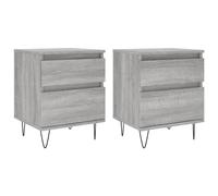 (grey sonoma, 2 pcs) vidaXL Bedside Cabinets Nightstand Side Table Bed Cabinet Engineered Wood