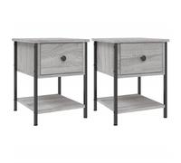 (grey sonoma, 2 pcs) vidaXL Bedside Table Cabinet Side Table Telephone Table Black Engineered Wood