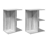 Bedside Tables Grey Sonoma Engineered Wood 46.5x29x61 cm 3-Compartment & Storage