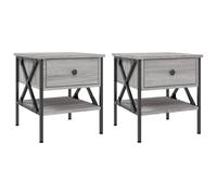 (grey sonoma, 2 pcs) vidaXL Bedside Tables Side Table Nightstand 2 pcs Brown Oak Engineered Wood
