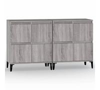 (grey sonoma, 2 pcs) vidaXL Sideboards Storage Side Cabinet Cupboard Highboard Engineered Wood