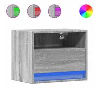 vidaXL Wall Bedside Tables with LED Lights 2 Units Sonoma Grey, Floating Nightstand, Floating Bedside, Bedroom Furniture