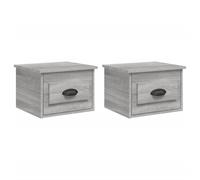 (grey sonoma, 2 pcs) vidaXL Wall-mounted Bedside Cabinets Floating Nightstand Bedroom Side Table