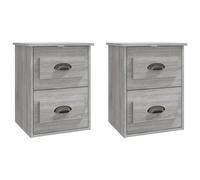 (grey sonoma, 2 pcs) vidaXL Wall-mounted Bedside Cabinets Floating Storage Cabinets Hanging Cabinet