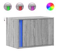 vidaXL Wall-mounted Bedside Cabinets with LED Lights 2 pcs Grey Sonoma