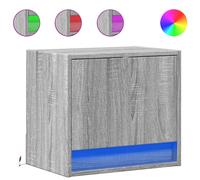 vidaXL Wall-mounted Bedside Cabinets with LED Lights 2 pcs Grey Sonoma