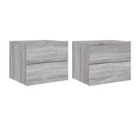 vidaXL Wall-mounted Bedside Cabinets with LED Lights 2 pcs Grey Sonoma