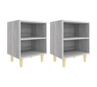 vidaXL Bed Cabinets with Solid Wood Legs 2 pcs Grey Sonoma 40x30x50 cm, Grey