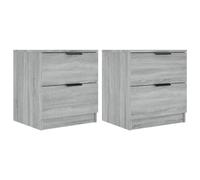 2x Bedside Cabinets Grey Sonoma Engineered Wood 45x39x50cm 2-Drawer Pair 2pc Set