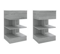 (Grey sonoma, 2) vidaXL 1/2x Bedside Cabinet Engineered Wood Side Table Storage Multi Colours