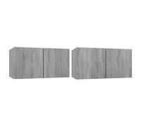(Grey sonoma, 2) vidaXL Hanging TV Cabinet Entertainment Centre Wall TV Unit Wall TV Stand