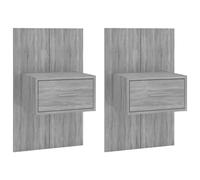 Grey Sonoma Engineered Wood Wall-Mounted Bedside Cabinets 2 pcs 48.5x32.5x80 cm