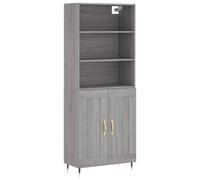 (grey sonoma, 2 wood doors) vidaXL Highboard Sideboard Storage Cabinet High Gloss White Engineered Wood