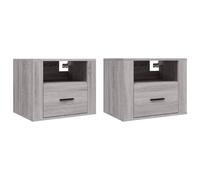 (Grey sonoma, 2 x Bedside cabinet) vidaXL 1/2x Wall-mounted Bedside Cabinet Floating Bedside Unit Multi Colours