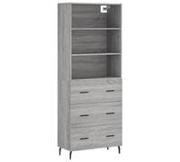 (grey sonoma, 3 drawers) vidaXL Highboard Sideboard Storage Cabinet High Gloss White Engineered Wood
