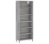 (grey sonoma, 3 shelves) vidaXL Highboard Sideboard Storage Cabinet High Gloss White Engineered Wood