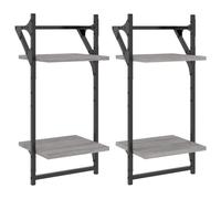 (grey sonoma, 30 x 25 x 65 cm) vidaXL Wall Shelves with Bars Wall Mounted Shelf Floating Shelf Rack 2 pcs